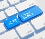 Image of keyboard keys one reads Online survey and one the left has a checkmark