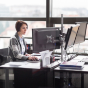 Image of business woman working at her work desk