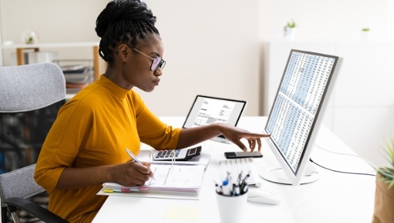 Image of woman working at desk
