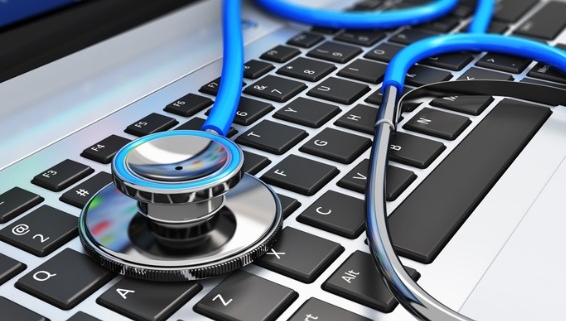 Image of Stethoscope on laptop